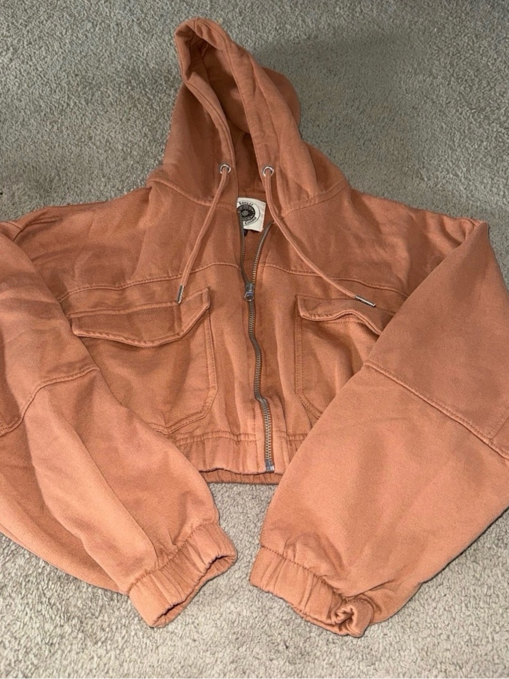 Ashley Vintage Charm Cropped Zip Up Hoodie Jacket Size M